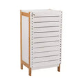 Deluxe Bamboo Floor Cabinet with Accent Slats Brown/White - Organize It All