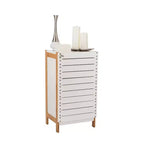 Deluxe Bamboo Floor Cabinet with Accent Slats Brown/White