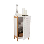 Deluxe Bamboo Floor Cabinet with Accent Slats Brown/White