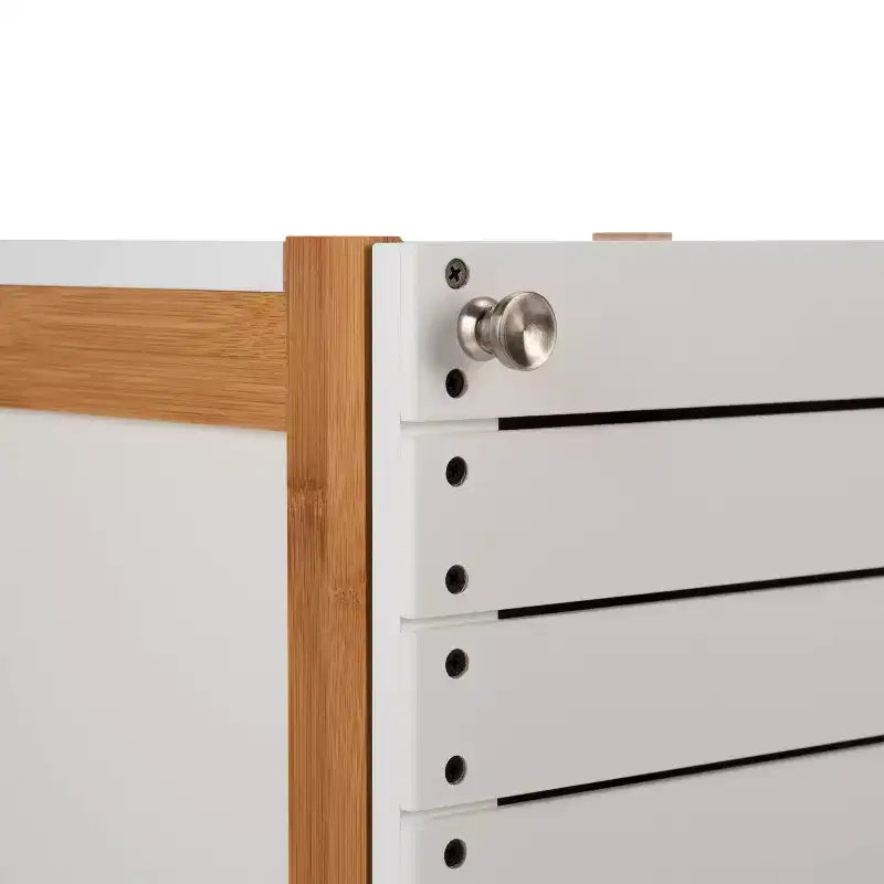 Deluxe Bamboo Floor Cabinet with Accent Slats Brown/White