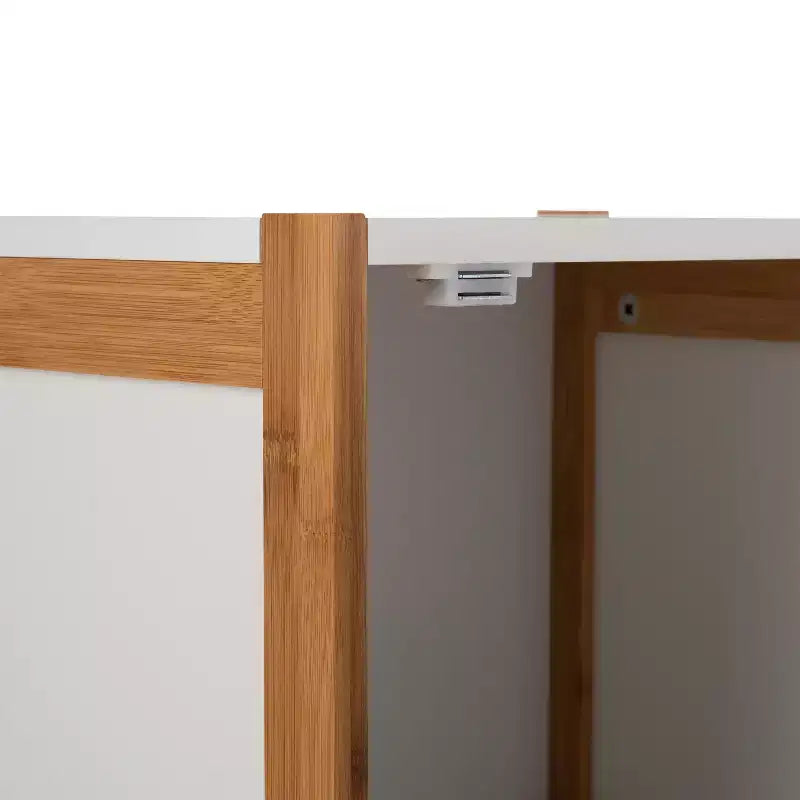 Deluxe Bamboo Floor Cabinet with Accent Slats Brown/White