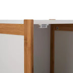 Deluxe Bamboo Floor Cabinet with Accent Slats Brown/White