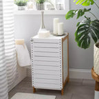 Deluxe Bamboo Floor Cabinet with Accent Slats Brown/White