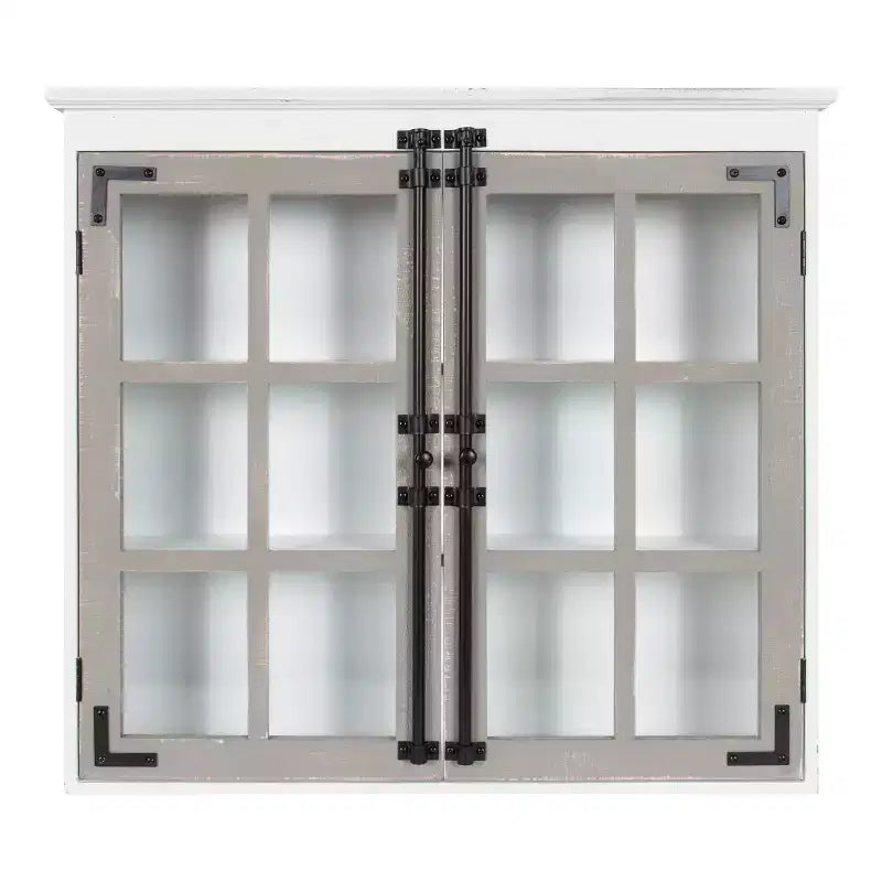 30" x 6.5" x 27.5" Hutchins Decorative Farmhouse Wood Wall Cabinet White/Gray - Kate & Laurel All Things Decor