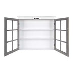 30" x 6.5" x 27.5" Hutchins Decorative Farmhouse Wood Wall Cabinet White/Gray