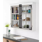 30" x 6.5" x 27.5" Hutchins Decorative Farmhouse Wood Wall Cabinet White/Gray