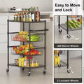 Rolling Carts Utility Cart, 4-Tier Heavy Duty 110LBS Metal Wire Shelving w/Brake Wheels & Handle, Kitchen Serving Trolley for Restaurant Storage