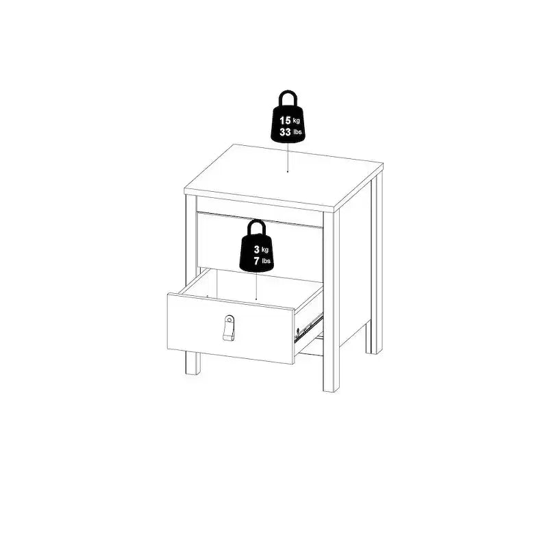 21-inch Tall 2-Drawer Nightstand End Table, Jackson Hickory