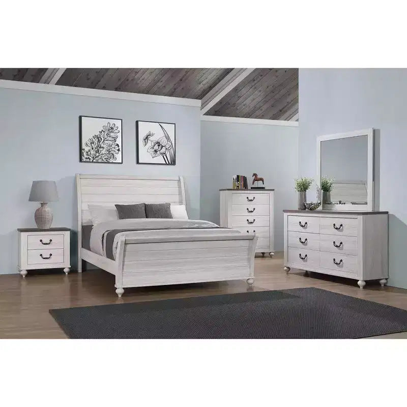 2-Drawer Nightstand Vintage Linen