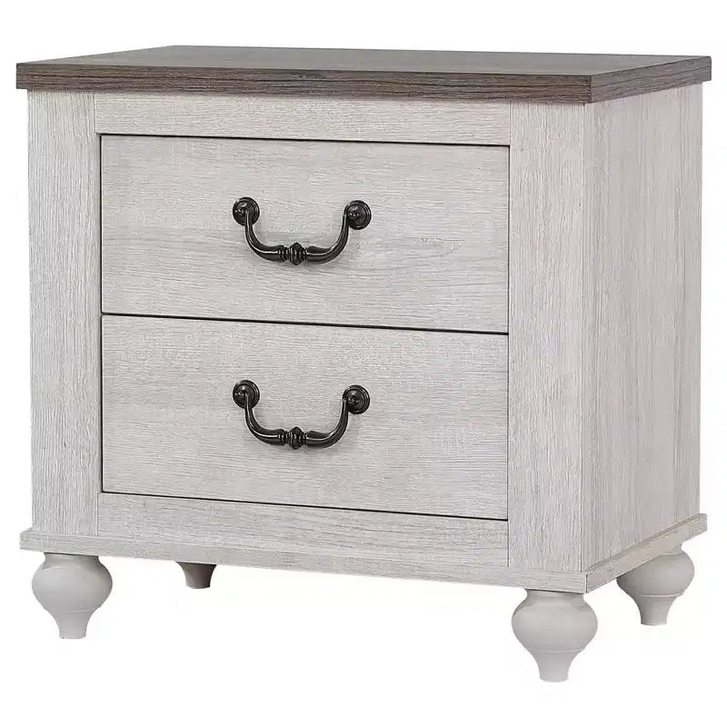 2-Drawer Nightstand Vintage Linen