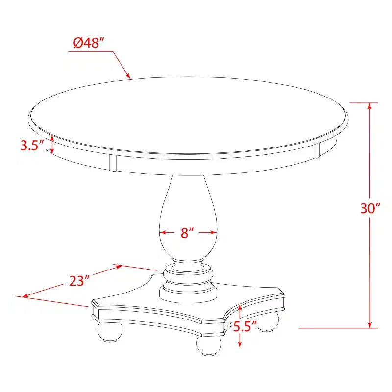 Round Dining Table with Pedestal