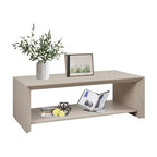 47 Modern Coffee Table with Shelf Light Wood Center Table
