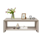 47 Modern Coffee Table with Shelf Light Wood Center Table