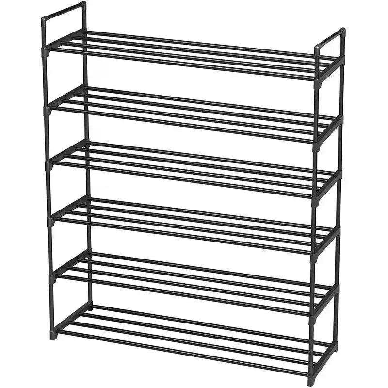6-Tier Black Iron 36.22in. W Freestanding Shoe Racks