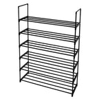 6-Tier Black Iron 36.22in. W Freestanding Shoe Racks