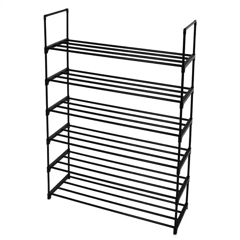 6-Tier Black Iron 36.22in. W Freestanding Shoe Racks