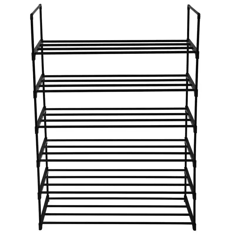 6-Tier Black Iron 36.22in. W Freestanding Shoe Racks