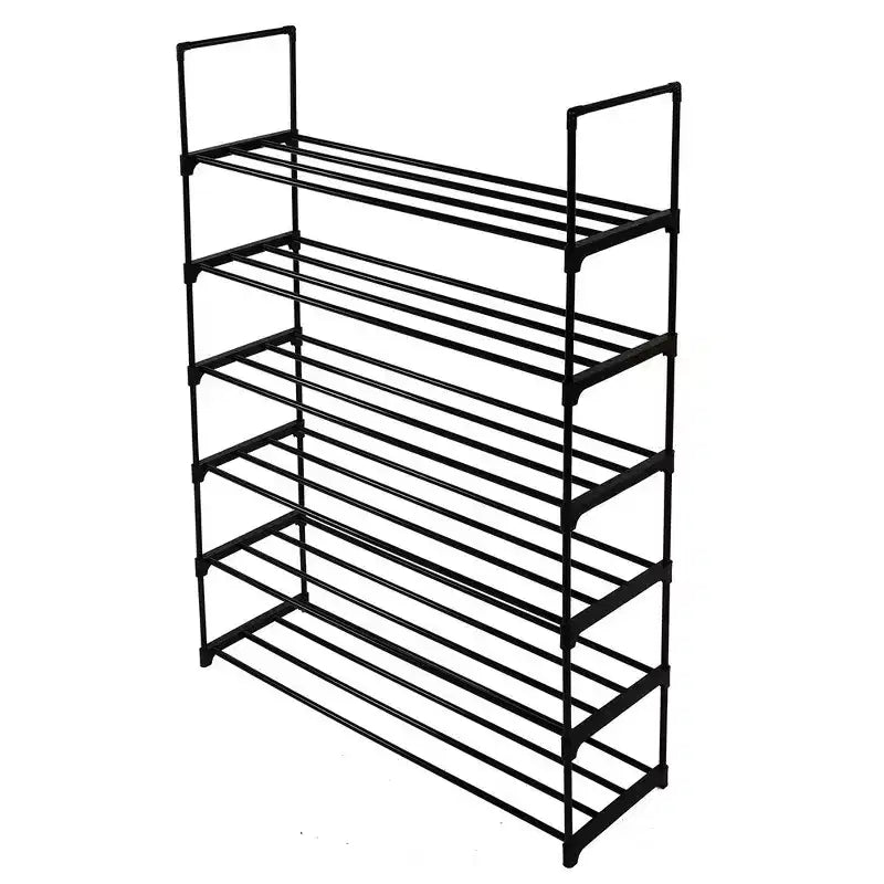 6-Tier Black Iron 36.22in. W Freestanding Shoe Racks