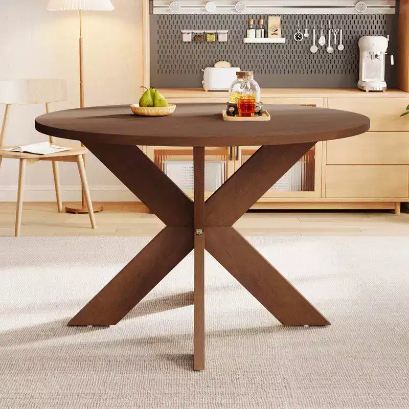MAYEERTY Round Modern Dining Table Cherry for Kitchen Living Room