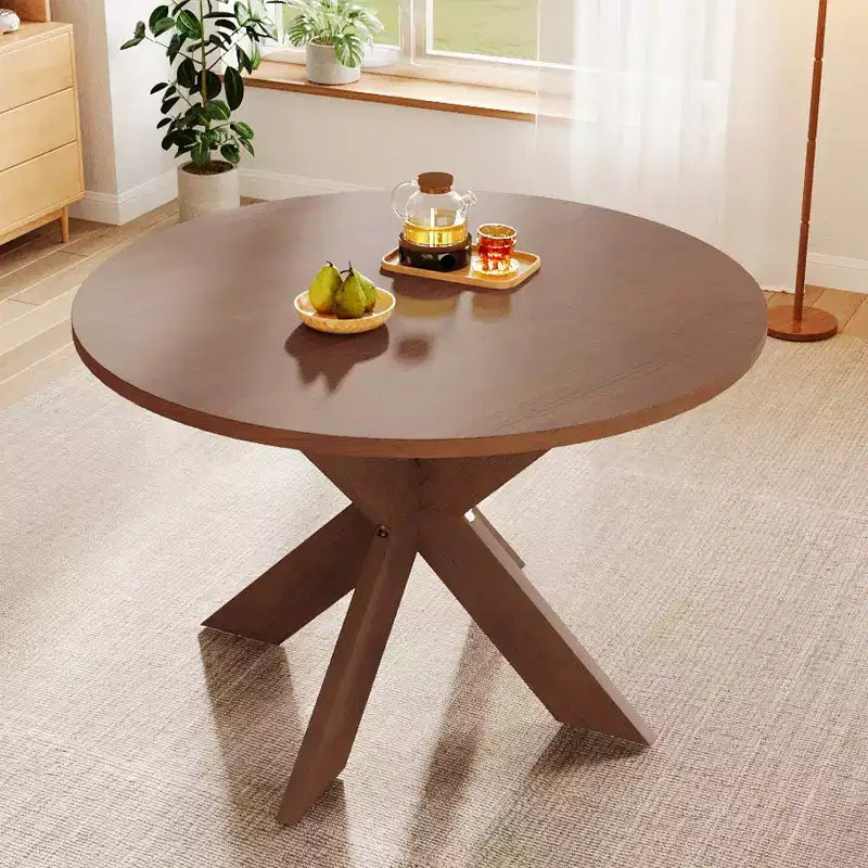 Round Modern Dining Table Cherry for Kitchen Living Room