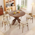 Round Modern Dining Table Cherry for Kitchen Living Room