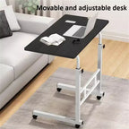 Small Standing Desk with Wheels, Stand Up Desk, Mobile Portable Rolling Laptop PC Table Adjustable Height Computer Workstation for Home Office