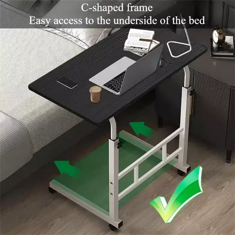 Small Standing Desk with Wheels, Stand Up Desk, Mobile Portable Rolling Laptop PC Table Adjustable Height Computer Workstation for Home Office