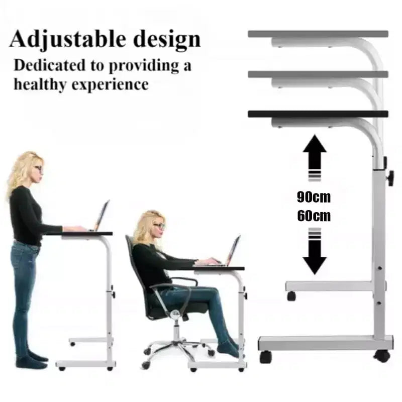 Small Standing Desk with Wheels, Stand Up Desk, Mobile Portable Rolling Laptop PC Table Adjustable Height Computer Workstation for Home Office