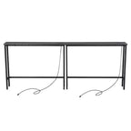 Rust Brown 2pcs Triamine Iron 200*15*79cm Entryway Table with Plugs