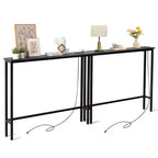 Rust Brown 2pcs Triamine Iron 200*15*79cm Entryway Table with Plugs