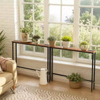Rust Brown 2pcs Triamine Iron 200*15*79cm Entryway Table with Plugs