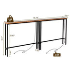 Rust Brown 2pcs Triamine Iron 200*15*79cm Entryway Table with Plugs