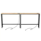 Rust Brown 2pcs Triamine Iron 200*15*79cm Entryway Table with Plugs