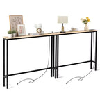 Rust Brown 2pcs Triamine Iron 200*15*79cm Entryway Table with Plugs