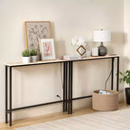 Rust Brown 2pcs Triamine Iron 200*15*79cm Entryway Table with Plugs
