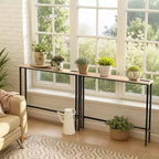 Rust Brown 2pcs Triamine Iron 200*15*79cm Entryway Table with Plugs