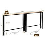 Rust Brown 2pcs Triamine Iron 200*15*79cm Entryway Table with Plugs