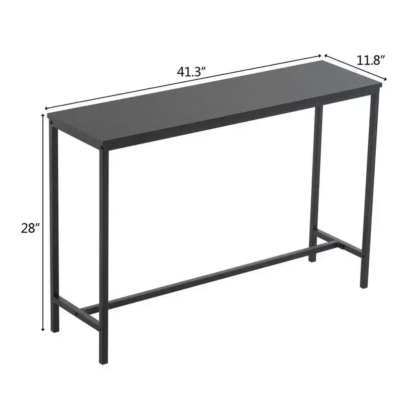 105cm Long Single Layer Melamine Board Iron Frame 105*30*71cm Black Oak Board Black Frame Porch Storage Console Table