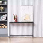 105cm Long Single Layer Melamine Board Iron Frame 105*30*71cm Black Oak Board Black Frame Porch Storage Console Table
