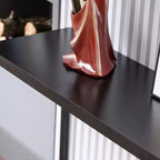 105cm Long Single Layer Melamine Board Iron Frame 105*30*71cm Black Oak Board Black Frame Porch Storage Console Table