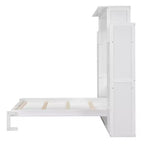 Murphy Bed with Storage Shelves and LED Lights, Foldable Wall Bed Murphy Bed Cabinet for Guest Room