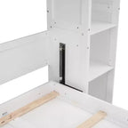Murphy Bed with Storage Shelves and LED Lights, Foldable Wall Bed Murphy Bed Cabinet for Guest Room