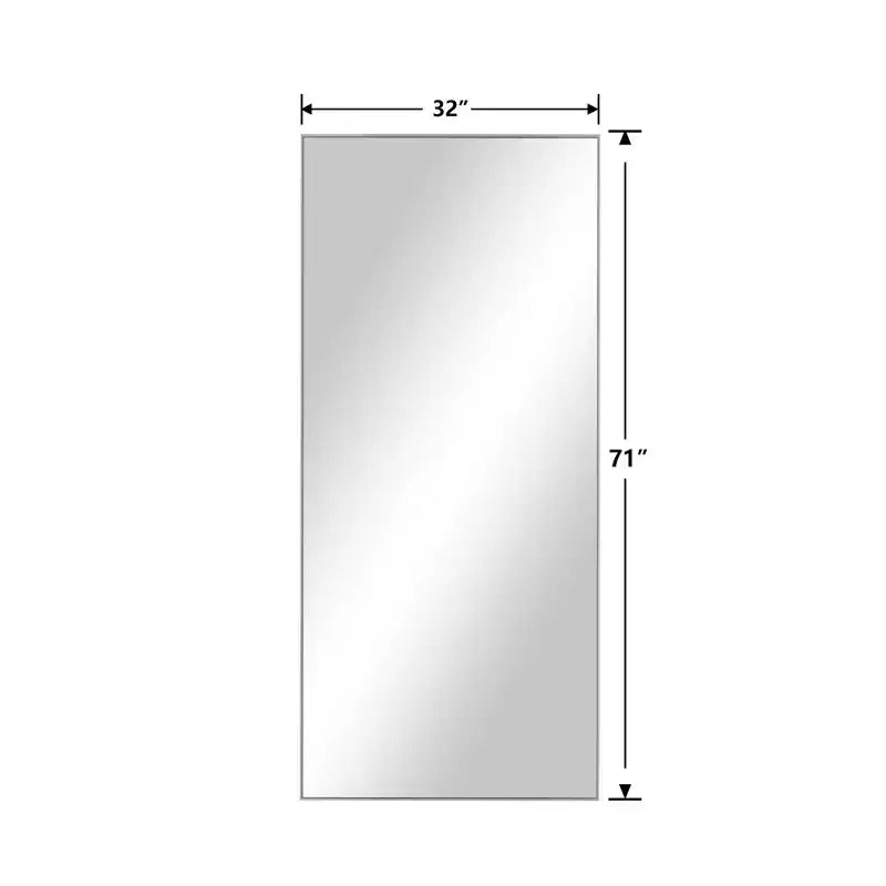 71x31 inch Aluminum Alloy Fine Edged Rectangular Silver Full-length Mirror (with Bracket)