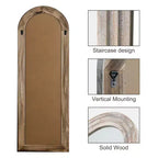 71x31 inch Solid Wood Stepped Right Angled Arch Weathered White Full-length Mirror (without Bracket)