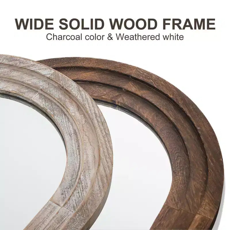 71x31 inch Solid Wood Stepped Right Angled Arch Weathered White Full-length Mirror (without Bracket)