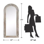 71x31 inch Solid Wood Stepped Right Angled Arch Weathered White Full-length Mirror (without Bracket)