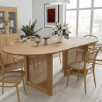 PexFix 79 x 33.5 Farmhouse Kitchen Dining Room Table Home Furniture Oval Natural Kitchen Table with Rattan Woven Legs for Kitchen Bar Living Room