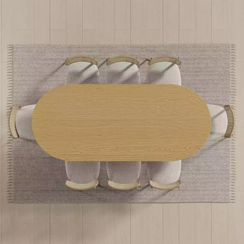 79 x 33.5 Farmhouse Oval Kitchen Dining Table with Rattan Woven Legs for Kitchen Bar Living Room