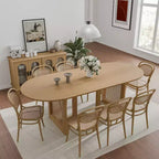 79 x 33.5 Farmhouse Oval Kitchen Dining Table with Rattan Woven Legs for Kitchen Bar Living Room