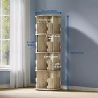 4 Tier 360 Rotating Bookshelf Tower, White Spinning Bookcase Organizer for Kids Bedroom Playroom Study, 18 x 18 x 51 Inch